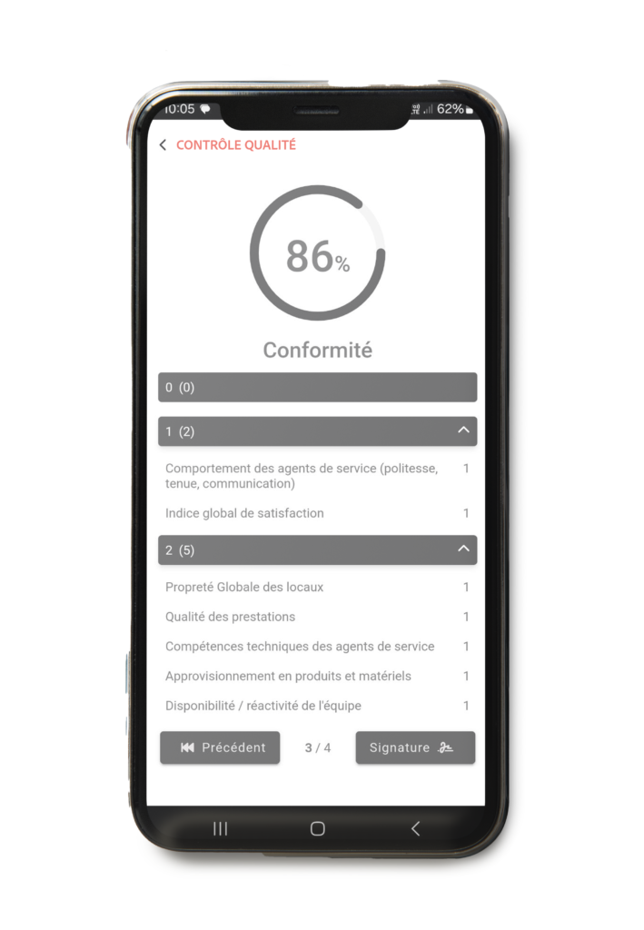 Applications de contrôle qualité du nettoyage